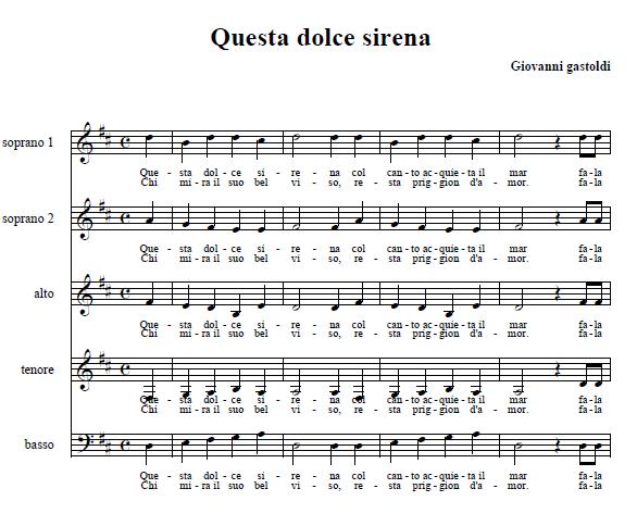 questa dolce sirena score